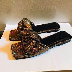 New By Far Hologram leather Slides Size 38(7)